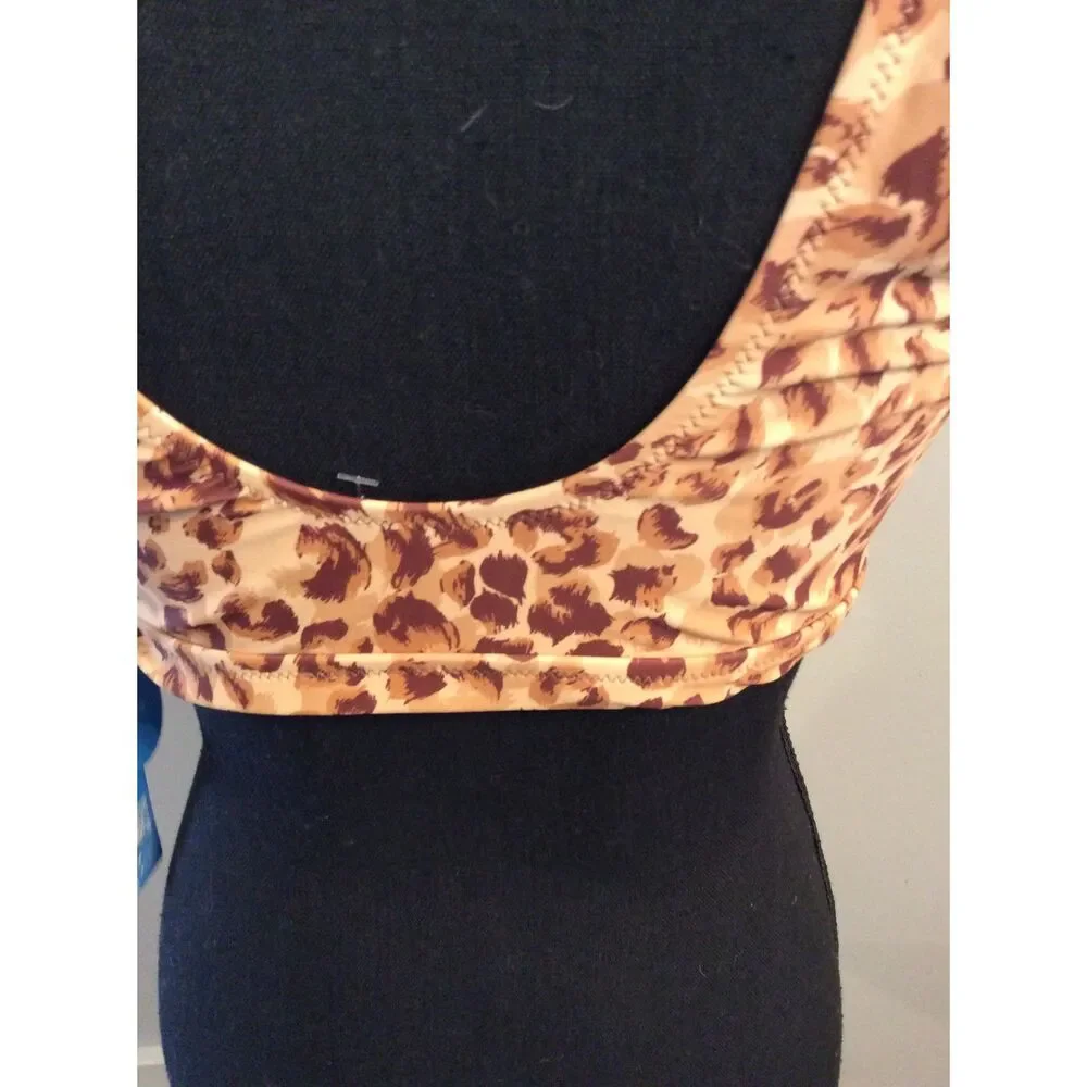 NWT Cupshe Animal Print Front Tie Swim wear Top Size 0X Plus